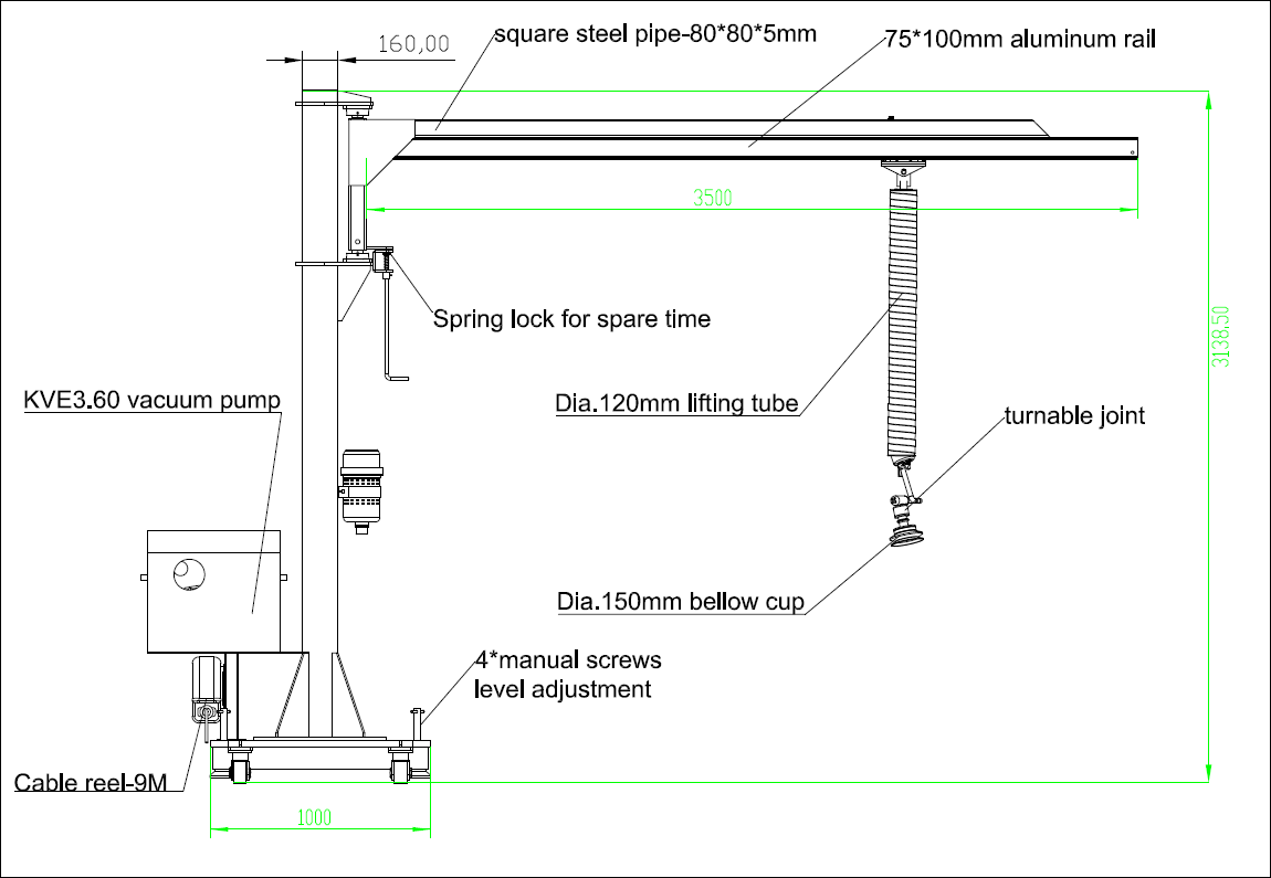 Manual moving Low headroom jib crane designed for Packing room walls measure from floor to ceiling of room measure 3.5m.png