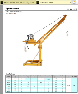 Inquiry about Half-Ton size mini construction cranes from U.S.