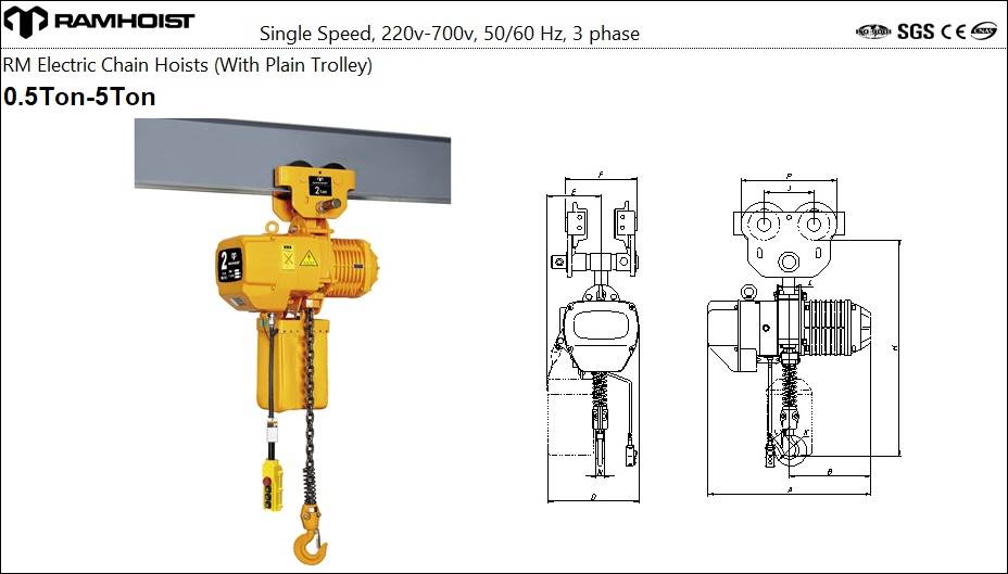 Single speed electric chain hoist with plain trolley.jpg