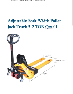 Quote on Adjustable fork width pallet truck 5-3 Tons as well as shipping cost to Johannesburg South africa