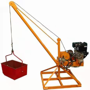 Mini crane for construction, gasoline operated (13 or 16 HP engine) to lift 300kg with double wire at lifting height about 15m for Saudi Arabia