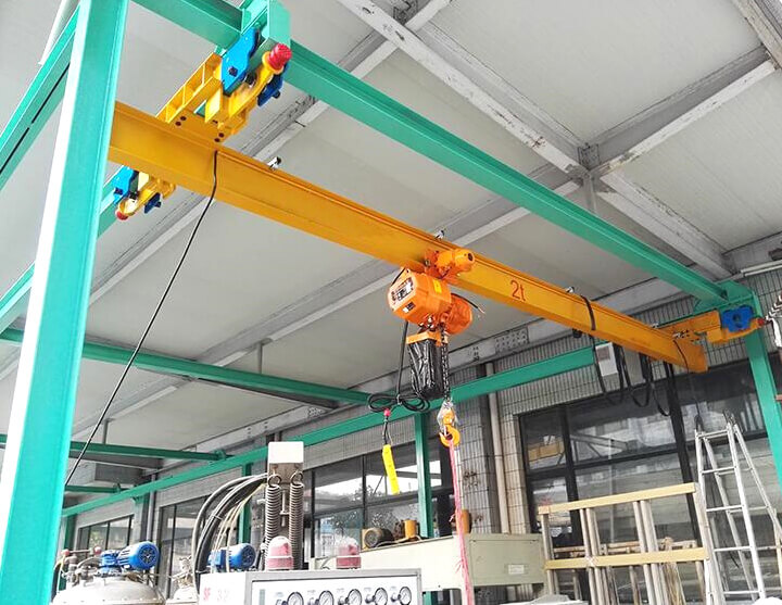 under running single girder overhead crane (10 ton suspended single girder overhead crane) 10T-S12m, H6m with Electric chain hoist-1.jpg