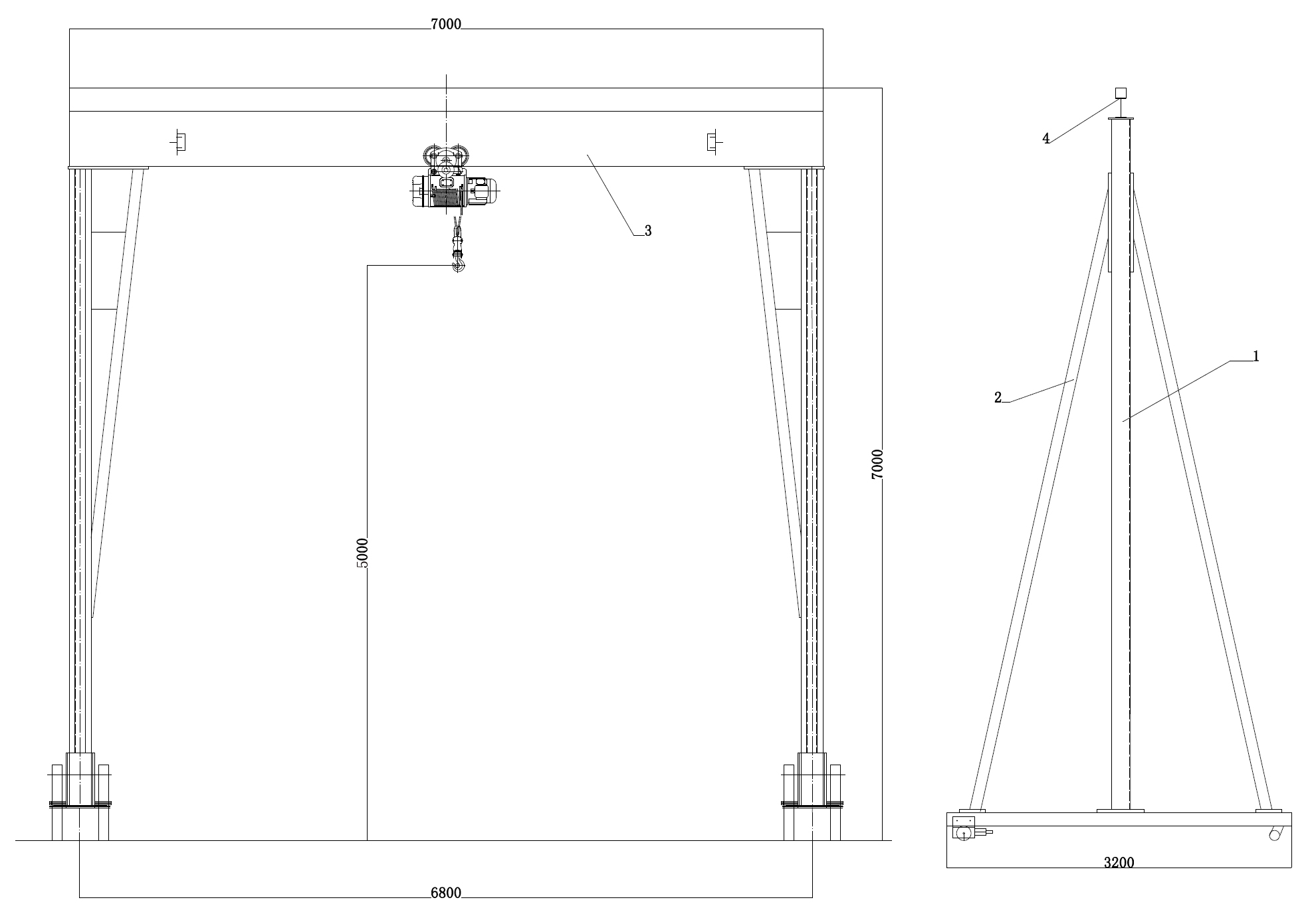 5 tons portable mobile workshop construction indoor gantry crane complete with hoist (5吨蜗牛轮龙门架).jpg